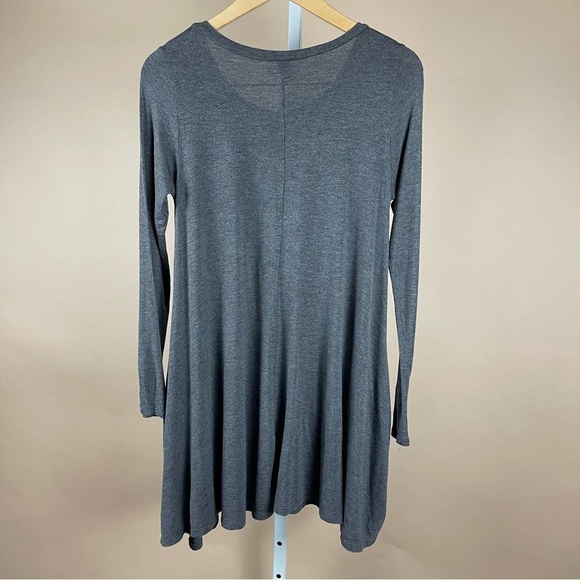 Windsor Womens Large Buttery Charcoal Grey Flowy Dress Pockets A Line Lagenlook - Picture 3 of 7